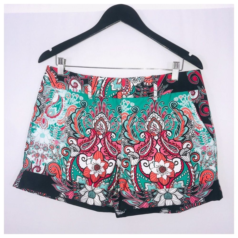 Green & White Multi Color Shorts